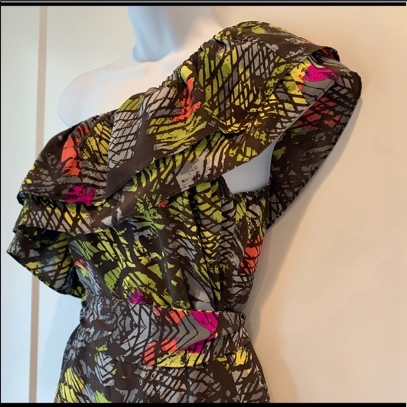 Alice & Trixie Silk One Shoulder Belted Dress - Picture 4 of 9